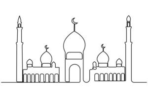 Modern minimalist a mosque outline drawing in continuous line style vector