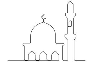 Sleek one line mosque a drawing outline for Islamic art and designs vector