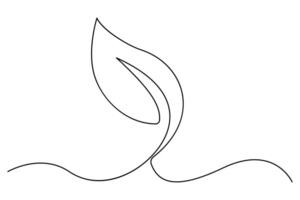 Continuous one line art drawing of Leaf symbol outline art illustration vector