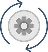 A gear wheel is shown in a circle with arrows pointing to it vector