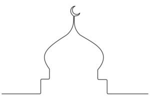 Contemporary one line drawing of mosque outline for creative professionals vector