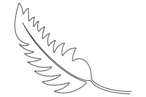 Leaf continuous single line art drawing outline vector