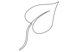 Continuous one line drawing Leaf symbol concept art illustration vector