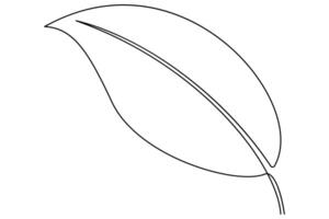 Continuous single line art drawing of Leaf icon in doodle style outline vector
