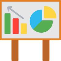 A whiteboard with a pie chart and bar graph vector