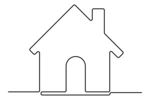 Continuous one line a House symbol outline art illustration vector