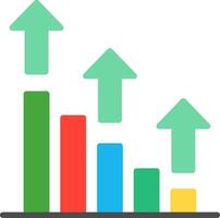 An icon of a bar chart with arrows going up vector