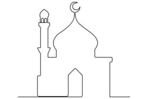 Creative and stylish mosque outline in one line for versatile use vector