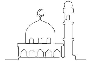 Abstract a mosque outline in one line drawing for professional artwork vector
