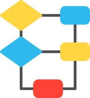 A flowchart with blue and yellow arrows vector