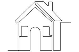 House continuous one line drawing isolated on white illustration vector