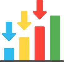 An arrow going up and down on a bar chart vector