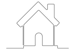 Continuous one line drawing of House symbol Doodle art illustration vector