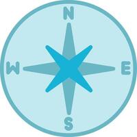 A compass rose icon in a blue circle vector