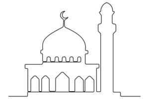 Minimalist continuous line art of mosque for digital and print use vector