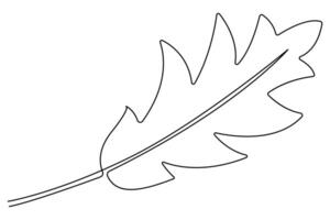 Leaf symbol icon a single line drawing outline illustration vector