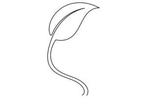 Continuous one line drawing of Leaf symbol art illustration vector