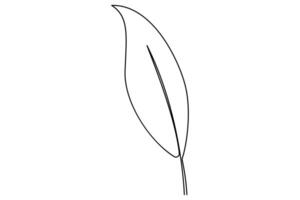 Leaf continuous one line art drawing simple outline art illustration vector