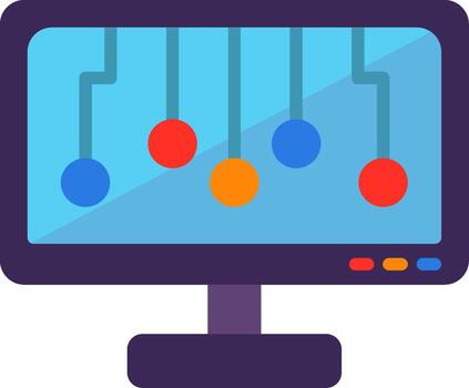 A computer monitor with multiple colored lights vector