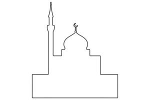 Artistic mosque outline in a single line for stylish design needs vector