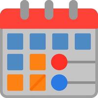 A calendar with a red, blue and orange dot vector