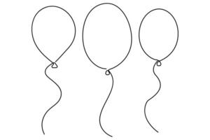 Minimalist art one line balloon outline illustration in a timeless and simple design vector