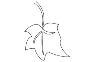 Leaf symbol single line drawing minimalism design outline art illustration vector