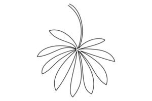 Continuous single line art drawing of Leaf icon outline illustration vector