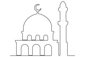 Creative one line art a mosque outline for clean and elegant projects vector