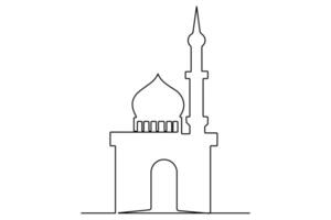 Professional one line art mosque outline for innovative graphic design vector
