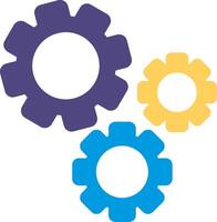 Three gears with different colors on a white background vector