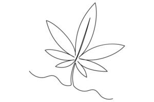 Continuous one line art drawing Leaf symbol concept art illustration vector