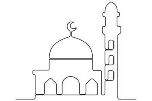 Elegant one line sketch mosque a outline for artistic and modern use vector