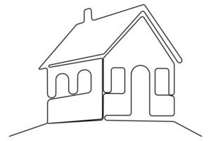 Continuous one line House drawing Isolated on white background art illustration vector