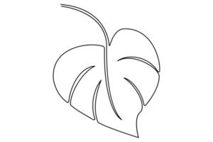 Continuous single line drawing of Leaf line art illustration vector