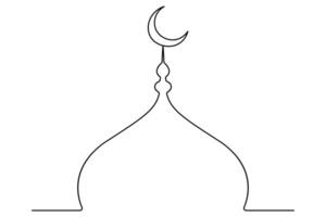 Continuous one line drawing of mosque ramadan illustration vector