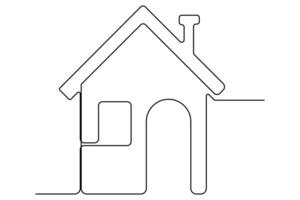 Continuous one line drawing of House symbol concept outline illustration vector