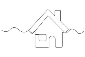 Continuous one line drawing of House premium illustration vector