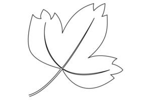 Continuous one line drawing of Leaf symbol outline art illustration vector