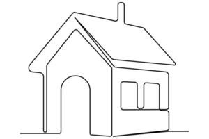 Continuous one line House concept outline isolated on white background illustration vector