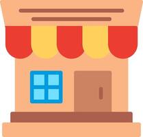 A small store with a red awning vector