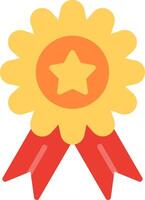 A yellow star with a red ribbon around it vector