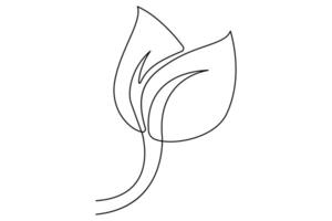 Leaf symbol icon single-line art drawing of art illustration vector