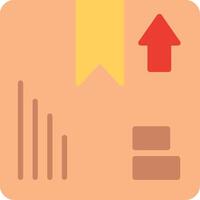 A flat icon of a box with a red arrow pointing up vector