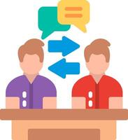 Two people sitting at a table with speech bubbles above them vector
