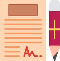 A pencil and a paper with an a next to it vector