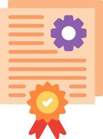 A certificate with a gear and a star vector