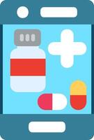 A tablet with pills and pills on it vector