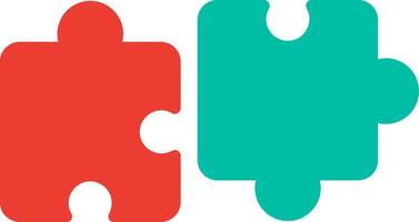 Two puzzle pieces with one red and one green vector