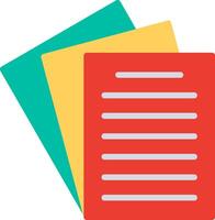 A stack of papers with a red and green folder vector